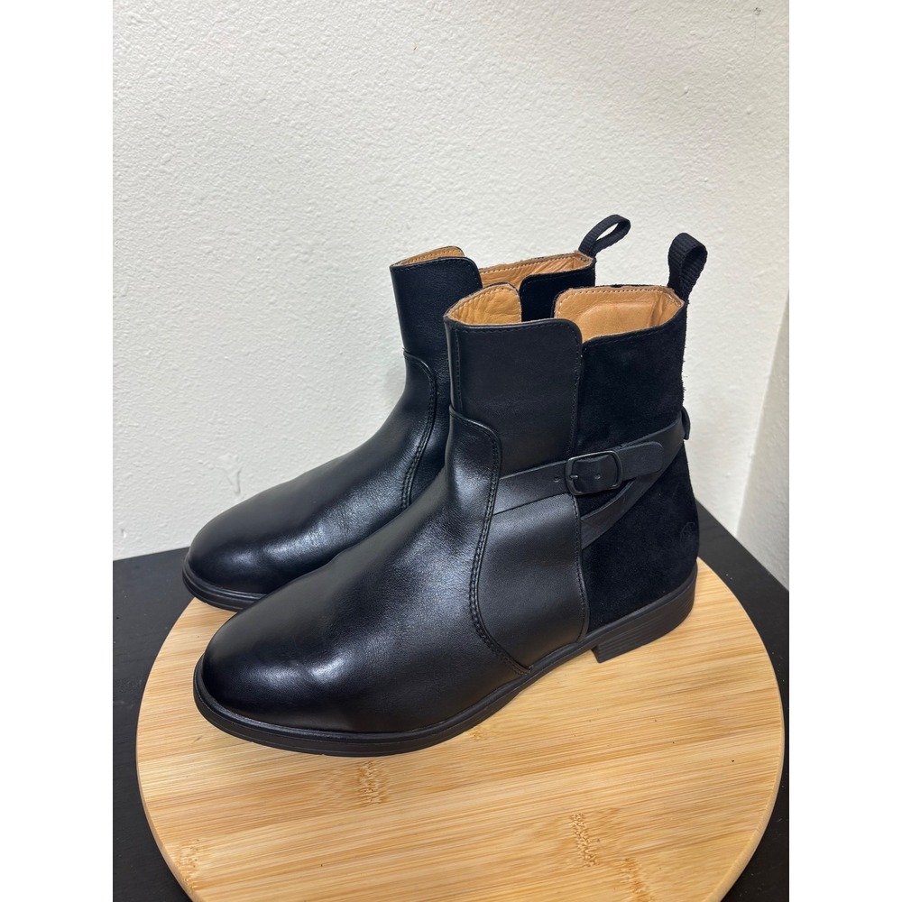 Xena Workwear Boots 9.5 W Fusion Black Leather Suede Steel Toe Safety No Insoles